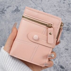 Elegant Pink Women's Wallet with Gold Zipper
